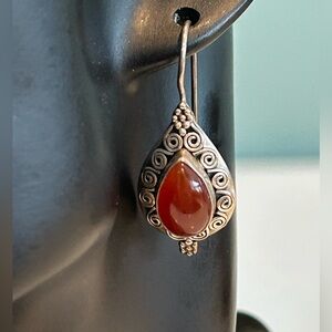 Sterling Carnelian Drop Earrings